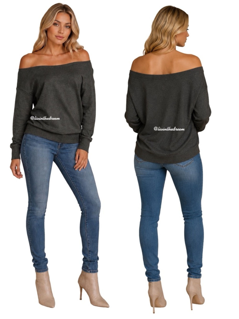 #T70 Nation LTD Raglan Off the Shoulder Sweater SZ M $98 - Picture 4 of 14